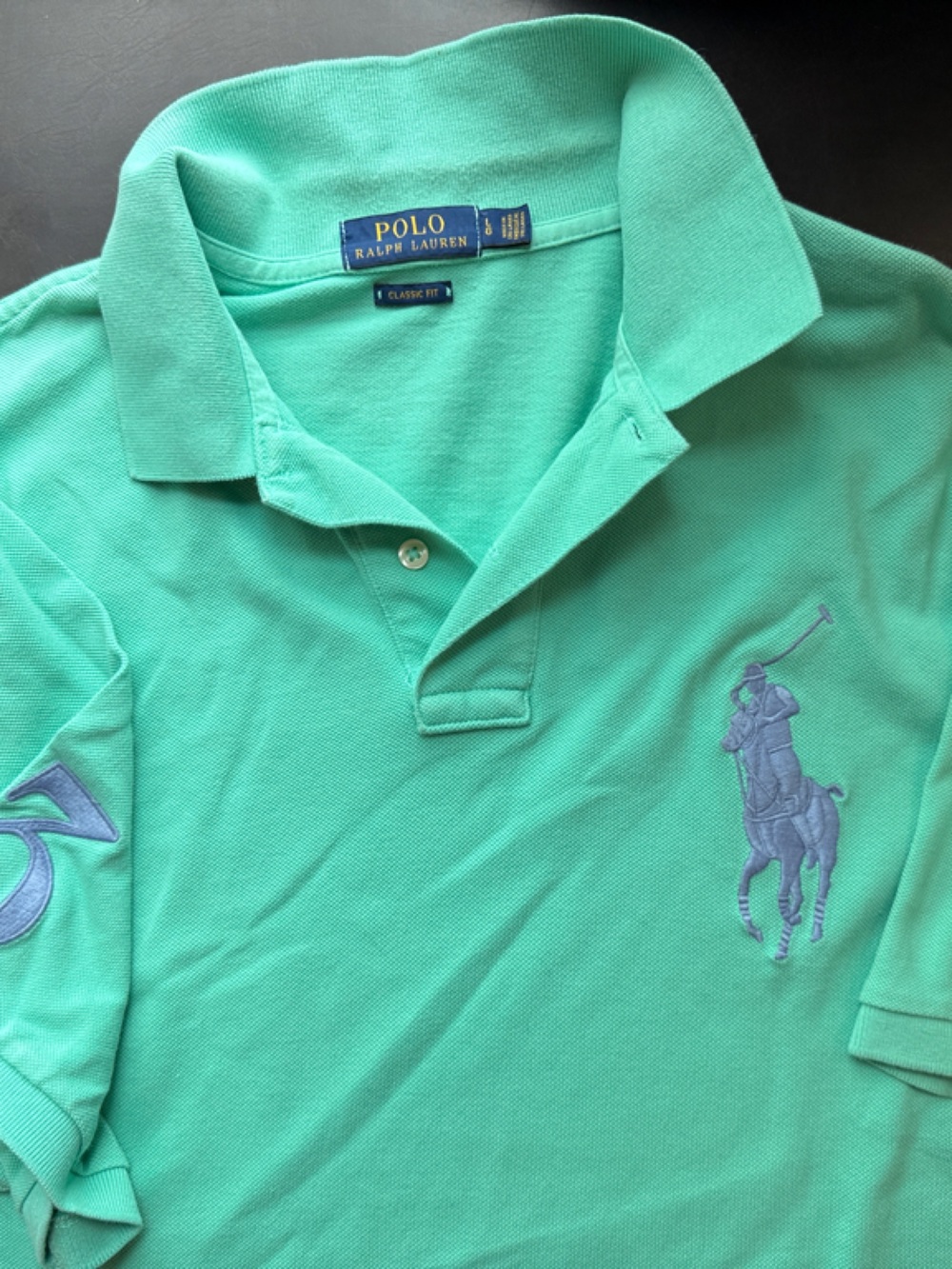 Polo by Ralph Lauren Mint Green Polo Shirt with Purple Logo